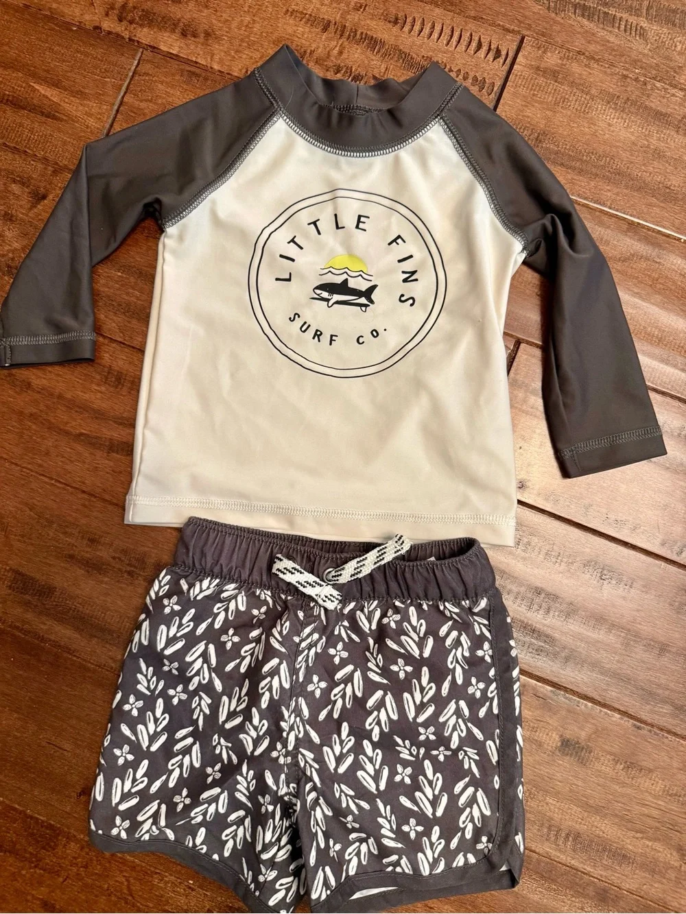 Carter's White and Dark Gray Baby Rash Guard Top